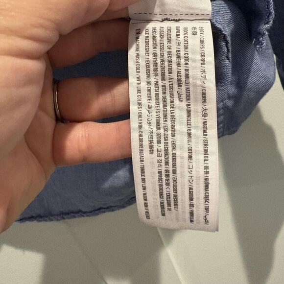 Abercrombie Kids Shirt Boys Size 11/12 Blue Button Down Long Sleeve Moose Logo - Picture 10 of 11